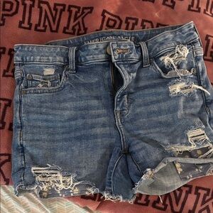 American Eagle Outfitters Blue Distressed Denim Shorts
